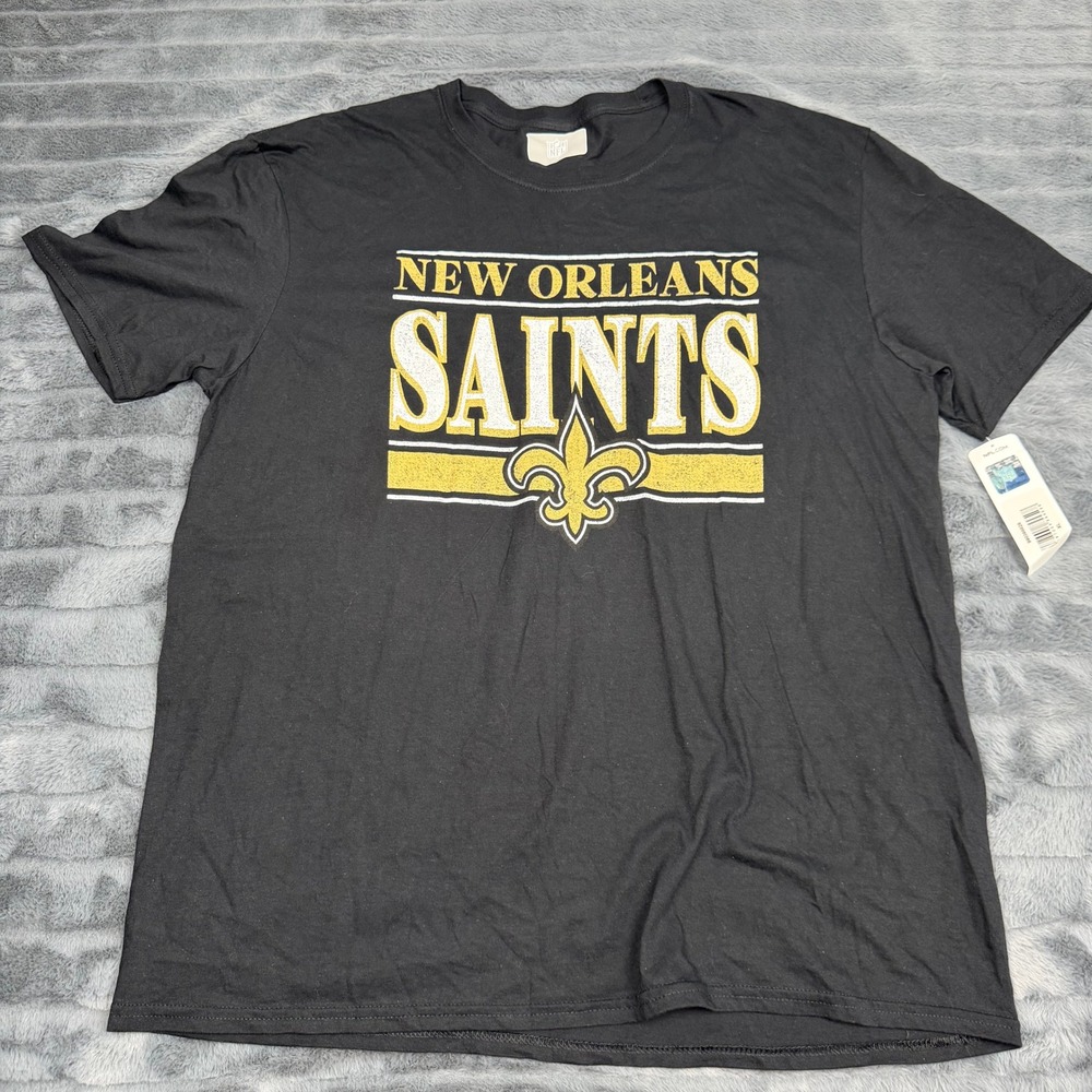 NFL Team Apparel New Orleans Saints T-Shirt Mens XL Black Short Sleeve Tee